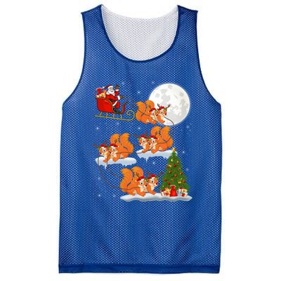 Funny Xmas Lighting Tree Santa Riding Squirrel Christmas Gift Mesh Reversible Basketball Jersey Tank