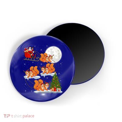 Funny Xmas Lighting Tree Santa Riding Squirrel Christmas Gift Magnet