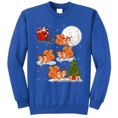 Funny Xmas Lighting Tree Santa Riding Squirrel Christmas Gift Tall Sweatshirt