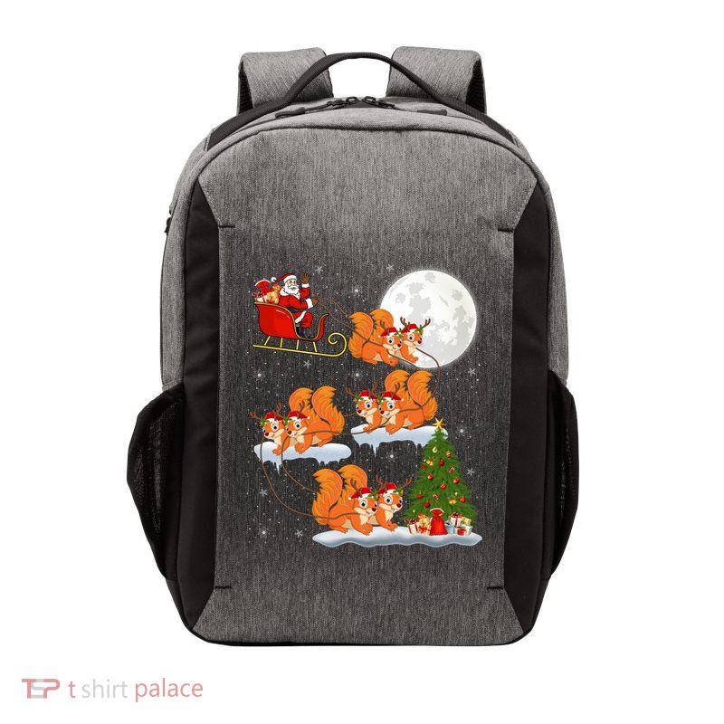 Funny Xmas Lighting Tree Santa Riding Squirrel Christmas Gift Vector Backpack