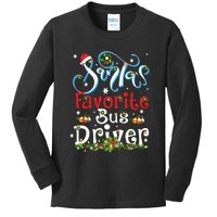 Funny Xmas Lighting Santas Favorite Bus Driver Christmas Kids Long Sleeve Shirt