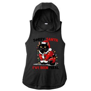 Funny Xmas Lights Sorry Santa Ive Been Feral Black Cat Christmas Gift Ladies PosiCharge Tri-Blend Wicking Draft Hoodie Tank