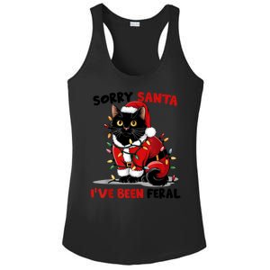 Funny Xmas Lights Sorry Santa Ive Been Feral Black Cat Christmas Gift Ladies PosiCharge Competitor Racerback Tank