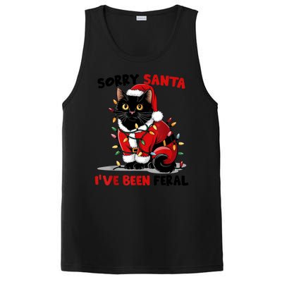 Funny Xmas Lights Sorry Santa Ive Been Feral Black Cat Christmas Gift PosiCharge Competitor Tank