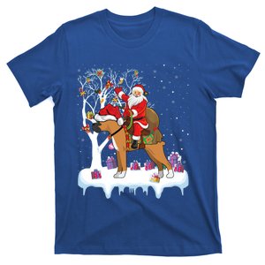 Funny Xmas Lighting Tree Santa Riding Boxer Dog Christmas Gift T-Shirt