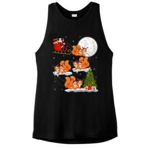 Funny Xmas Lighting Tree Santa Riding Squirrel Christmas Cute Gift Ladies PosiCharge Tri-Blend Wicking Tank