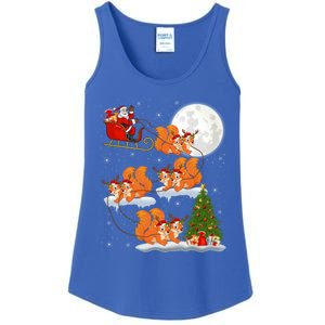 Funny Xmas Lighting Tree Santa Riding Squirrel Christmas Cute Gift Ladies Essential Tank