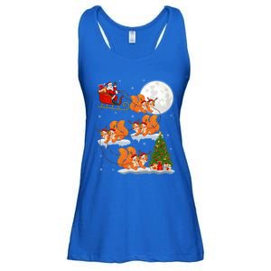 Funny Xmas Lighting Tree Santa Riding Squirrel Christmas Cute Gift Ladies Essential Flowy Tank