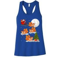 Funny Xmas Lighting Tree Santa Riding Squirrel Christmas Cute Gift Women's Racerback Tank