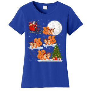 Funny Xmas Lighting Tree Santa Riding Squirrel Christmas Cute Gift Women's T-Shirt