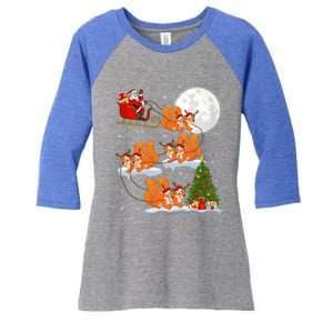 Funny Xmas Lighting Tree Santa Riding Squirrel Christmas Cute Gift Women's Tri-Blend 3/4-Sleeve Raglan Shirt