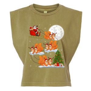 Funny Xmas Lighting Tree Santa Riding Squirrel Christmas Cute Gift Garment-Dyed Women's Muscle Tee