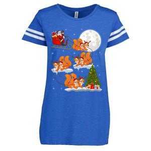 Funny Xmas Lighting Tree Santa Riding Squirrel Christmas Cute Gift Enza Ladies Jersey Football T-Shirt