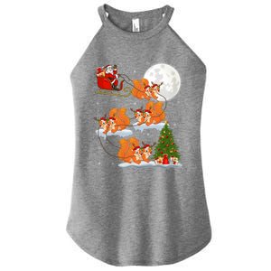 Funny Xmas Lighting Tree Santa Riding Squirrel Christmas Cute Gift Women's Perfect Tri Rocker Tank