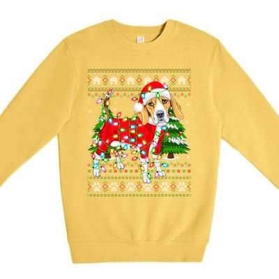 Funny Xmas Lighting Ugly Santa Beagle Christmas Meaningful Gift Premium Crewneck Sweatshirt