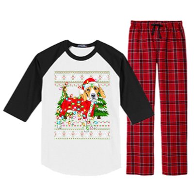 Funny Xmas Lighting Ugly Santa Beagle Christmas Meaningful Gift Raglan Sleeve Pajama Set