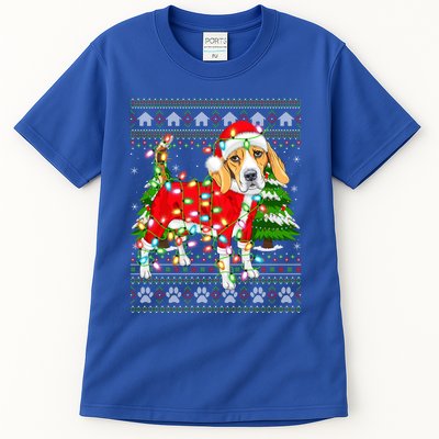 Funny Xmas Lighting Ugly Santa Beagle Christmas Meaningful Gift Tall T-Shirt