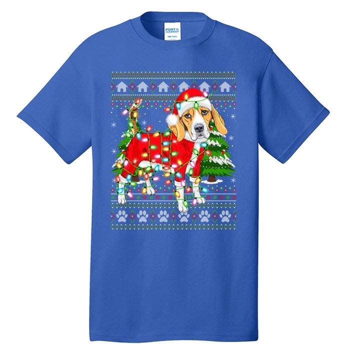 Funny Xmas Lighting Ugly Santa Beagle Christmas Meaningful Gift Tall T-Shirt