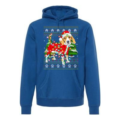 Funny Xmas Lighting Ugly Santa Beagle Christmas Meaningful Gift Premium Hoodie