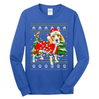 Funny Xmas Lighting Ugly Santa Beagle Christmas Meaningful Gift Tall Long Sleeve T-Shirt