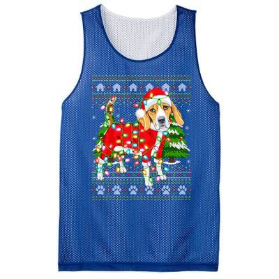 Funny Xmas Lighting Ugly Santa Beagle Christmas Meaningful Gift Mesh Reversible Basketball Jersey Tank