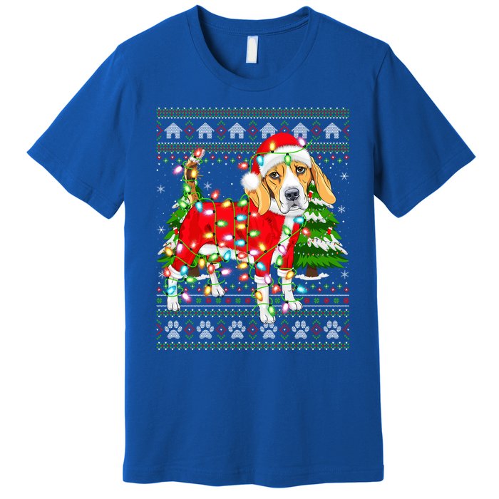 Funny Xmas Lighting Ugly Santa Beagle Christmas Meaningful Gift Premium T-Shirt