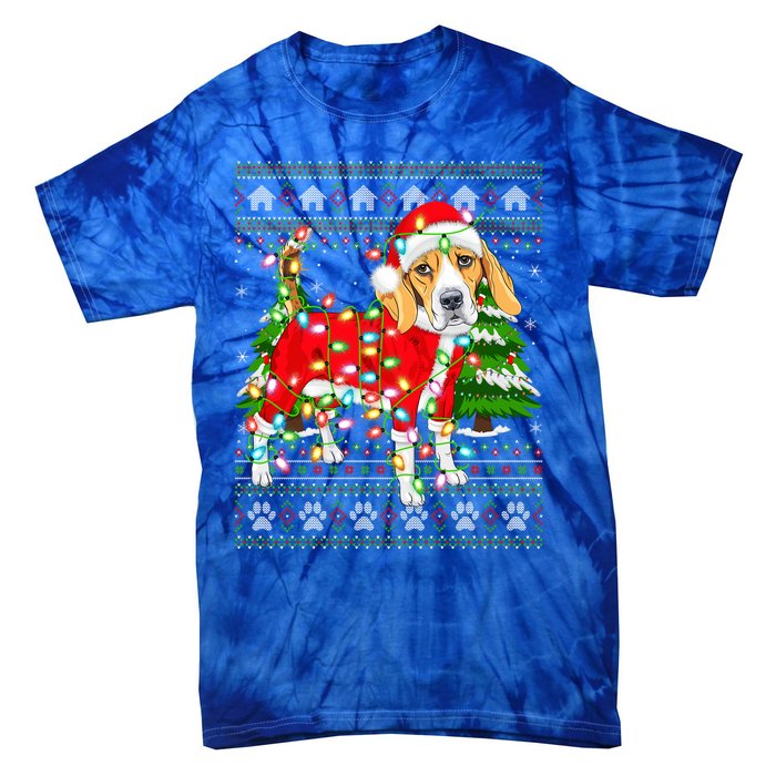 Funny Xmas Lighting Ugly Santa Beagle Christmas Meaningful Gift Tie-Dye T-Shirt