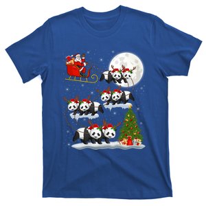 Funny Xmas Lighting Tree Santa Riding Panda Christmas Gift T-Shirt