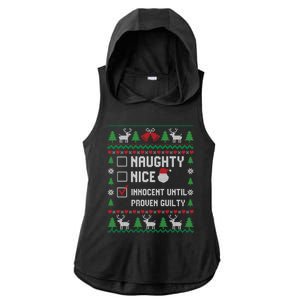 Funny Xmas List Nice Naughty Innocent Until Proven Guilty Gift Ladies PosiCharge Tri-Blend Wicking Draft Hoodie Tank