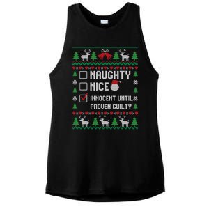 Funny Xmas List Nice Naughty Innocent Until Proven Guilty Gift Ladies PosiCharge Tri-Blend Wicking Tank