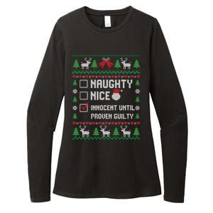 Funny Xmas List Nice Naughty Innocent Until Proven Guilty Gift Womens CVC Long Sleeve Shirt