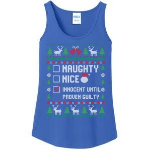 Funny Xmas List Nice Naughty Innocent Until Proven Guilty Gift Ladies Essential Tank