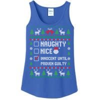 Funny Xmas List Nice Naughty Innocent Until Proven Guilty Gift Ladies Essential Tank