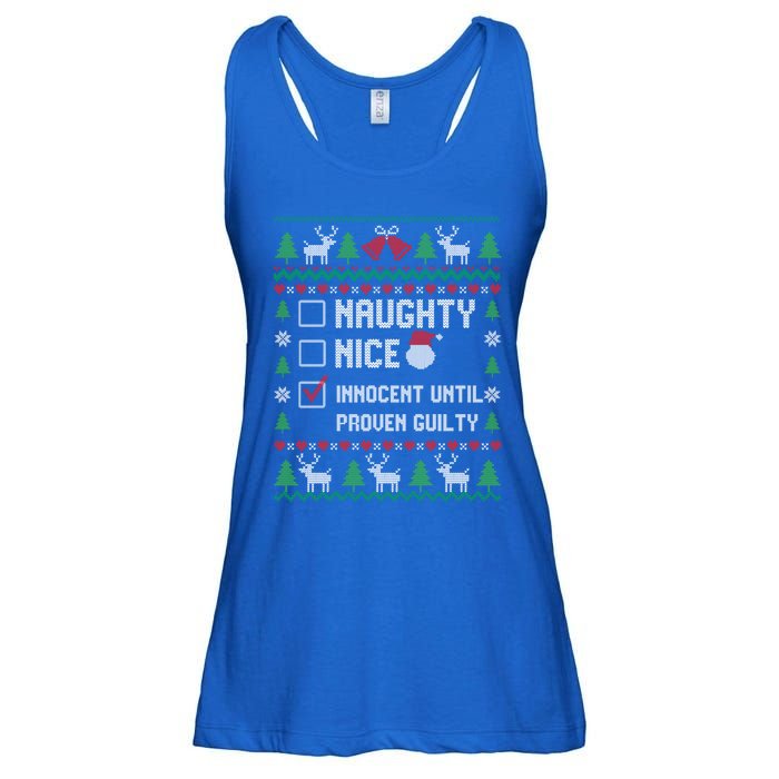 Funny Xmas List Nice Naughty Innocent Until Proven Guilty Gift Ladies Essential Flowy Tank