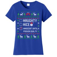 Funny Xmas List Nice Naughty Innocent Until Proven Guilty Gift Women's T-Shirt