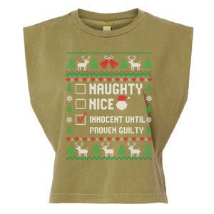 Funny Xmas List Nice Naughty Innocent Until Proven Guilty Gift Garment-Dyed Women's Muscle Tee