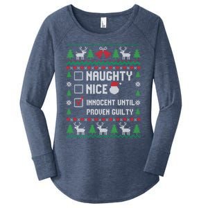 Funny Xmas List Nice Naughty Innocent Until Proven Guilty Gift Women's Perfect Tri Tunic Long Sleeve Shirt