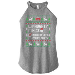 Funny Xmas List Nice Naughty Innocent Until Proven Guilty Gift Women's Perfect Tri Rocker Tank