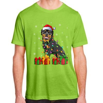 Funny Xmas Lighting Matching Santa Hat Rottweiler Christmas Meaningful Gift Adult ChromaSoft Performance T-Shirt