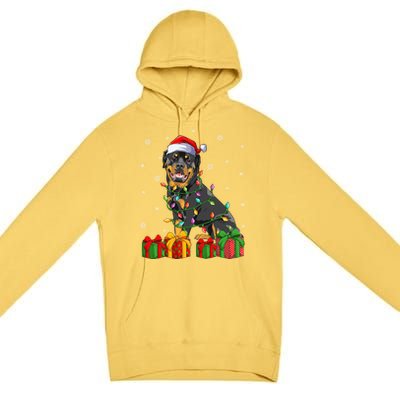 Funny Xmas Lighting Matching Santa Hat Rottweiler Christmas Meaningful Gift Premium Pullover Hoodie