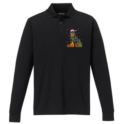 Funny Xmas Lighting Matching Santa Hat Rottweiler Christmas Meaningful Gift Performance Long Sleeve Polo