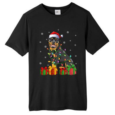 Funny Xmas Lighting Matching Santa Hat Rottweiler Christmas Meaningful Gift Tall Fusion ChromaSoft Performance T-Shirt