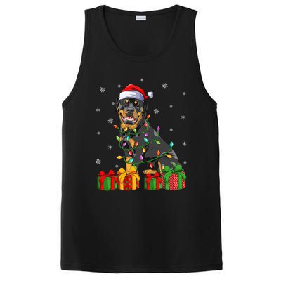 Funny Xmas Lighting Matching Santa Hat Rottweiler Christmas Meaningful Gift PosiCharge Competitor Tank