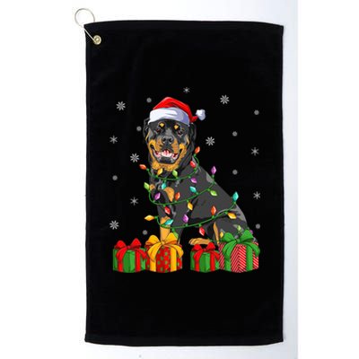 Funny Xmas Lighting Matching Santa Hat Rottweiler Christmas Meaningful Gift Platinum Collection Golf Towel