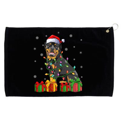 Funny Xmas Lighting Matching Santa Hat Rottweiler Christmas Meaningful Gift Grommeted Golf Towel