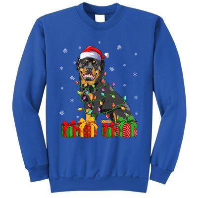 Funny Xmas Lighting Matching Santa Hat Rottweiler Christmas Meaningful Gift Sweatshirt