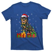 Funny Xmas Lighting Matching Santa Hat Rottweiler Christmas Meaningful Gift T-Shirt