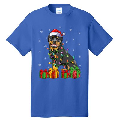 Funny Xmas Lighting Matching Santa Hat Rottweiler Christmas Meaningful Gift Tall T-Shirt