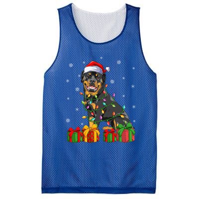 Funny Xmas Lighting Matching Santa Hat Rottweiler Christmas Meaningful Gift Mesh Reversible Basketball Jersey Tank