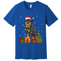 Funny Xmas Lighting Matching Santa Hat Rottweiler Christmas Meaningful Gift Premium T-Shirt